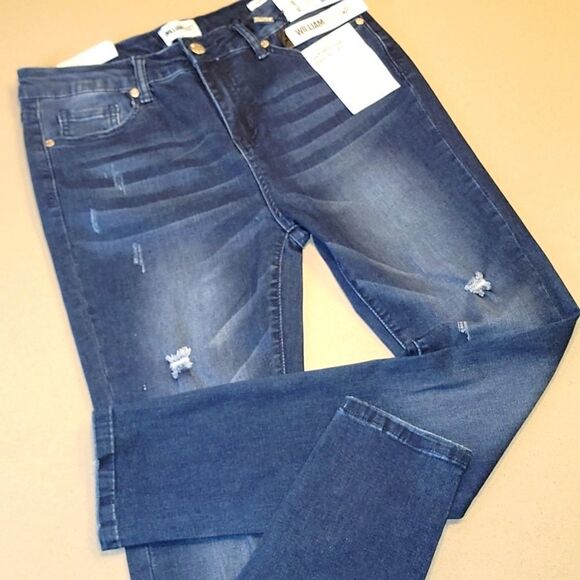 William Rast Sculpted High Rise Skinny Distressed Dark Wash Jeans - Picture 10 of 14